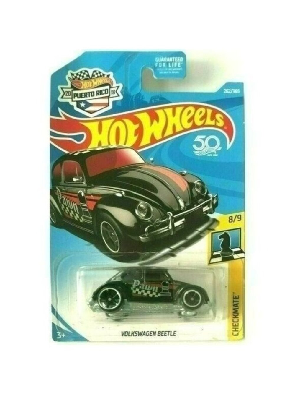 Die Cast Hot Wheels 2017 Checkmate-Pawn 8/9 VOLKSWAGEN BEETLE #262/365 Black New